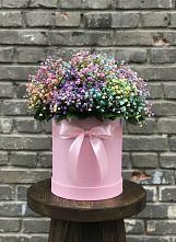 Цветочная композиция из Гипсофила и Розы в шляпной коробке #REPLACE_PRED# Ижморском
