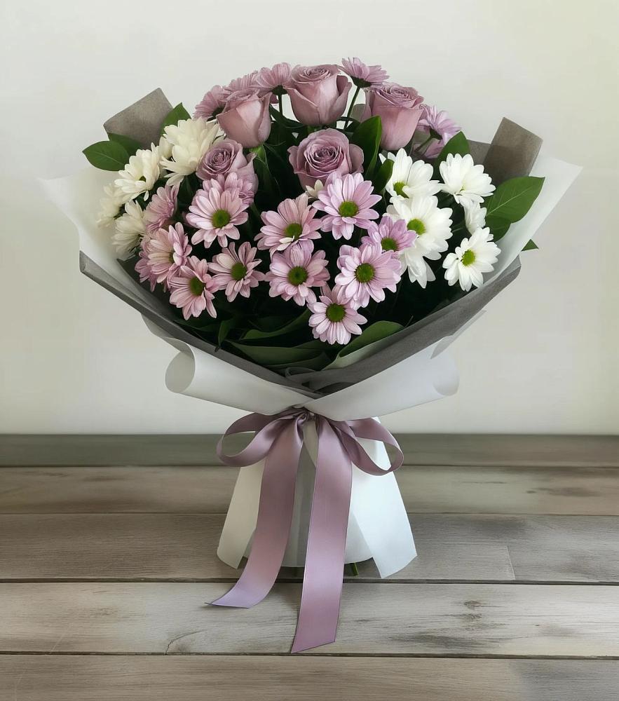 Букет цветов из: Хризантемы и Розы в Ижморском