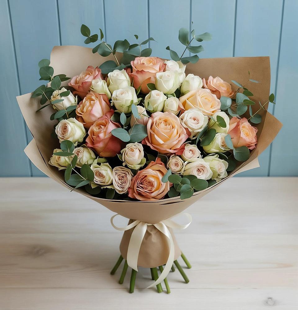 Букет цветов из: Альстромерии и Розы в Ижморском