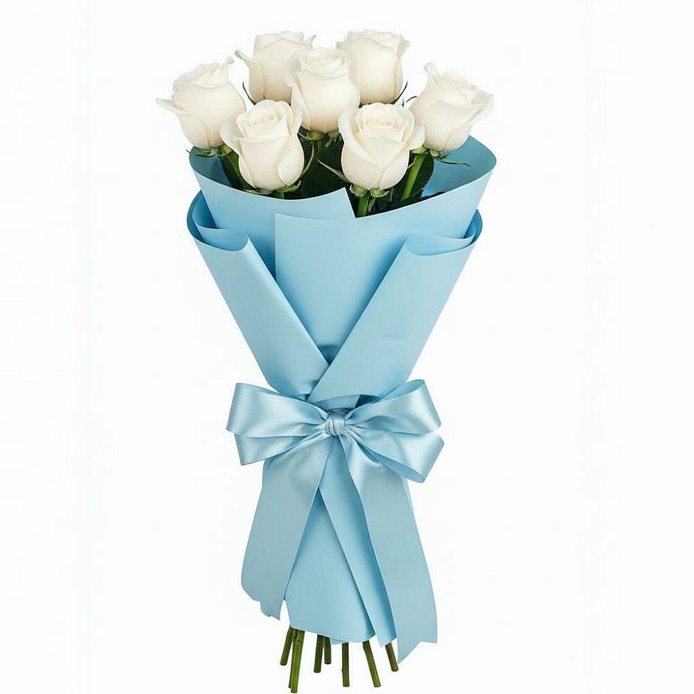 Букет 7 белых роз Проуд в Ижморском