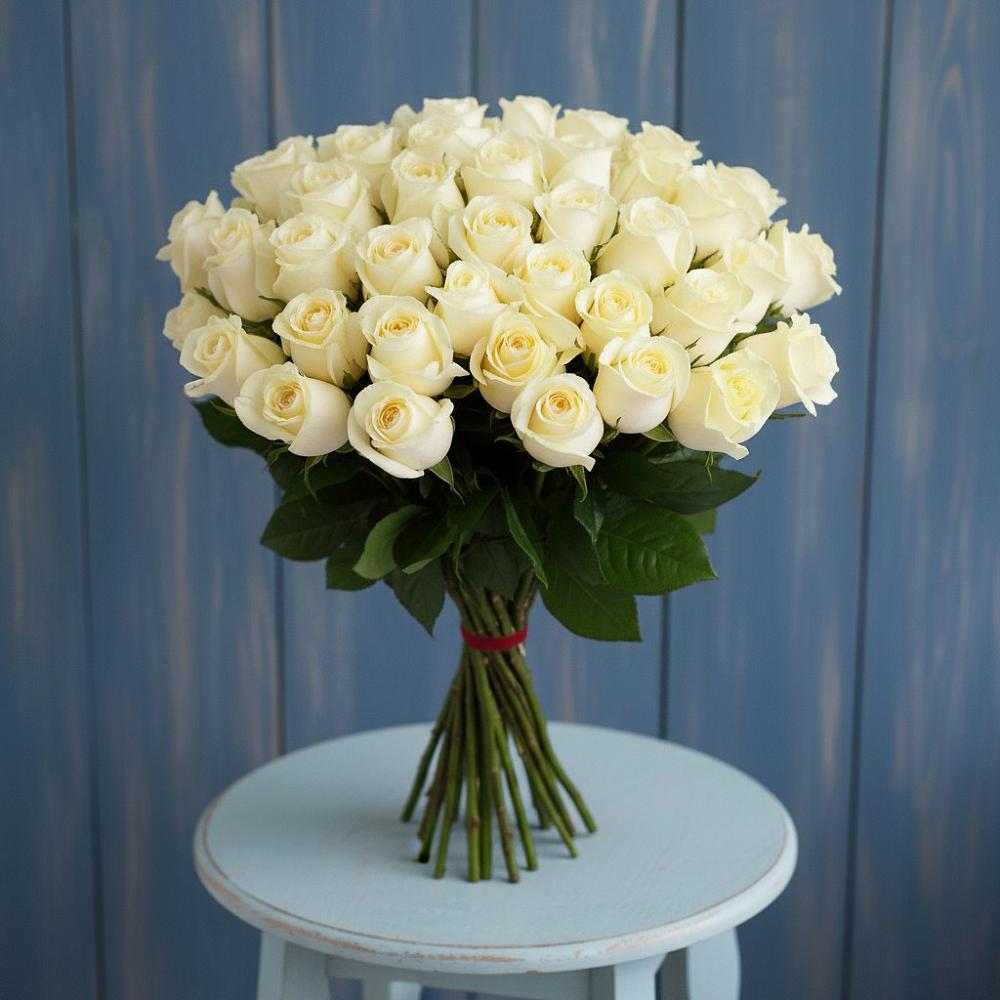 Букет 51 Белая роза Эдлесс Лав в Ижморском