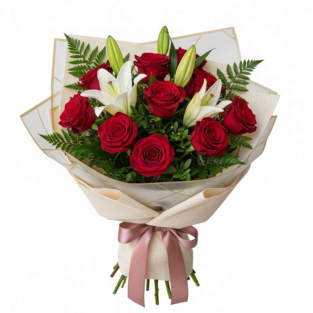 Букет цветов из: Лилии и Розы в Ижморском