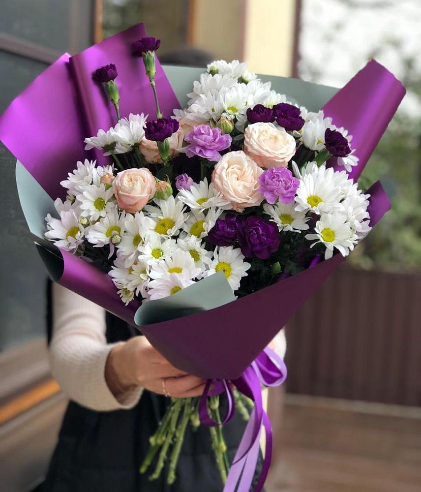 Букет цветов из: Хризантемы, Гвоздики и Розы в Ижморском