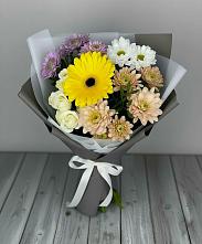 Букет цветов из:  Розы, Герберы и Хризантемы в Ижморском