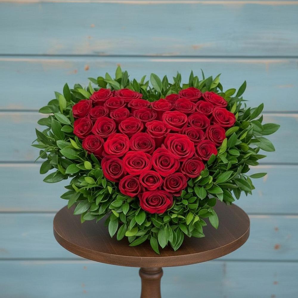 Цветочная композиция из Розы в виде сердца в Ижморском