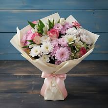 Букет цветов из:  Хризантемы, Альстромерии и Розы в Ижморском