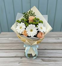 Букет цветов из:  Герберы, Розы и Хризантемы #REPLACE_PRED# Ижморском