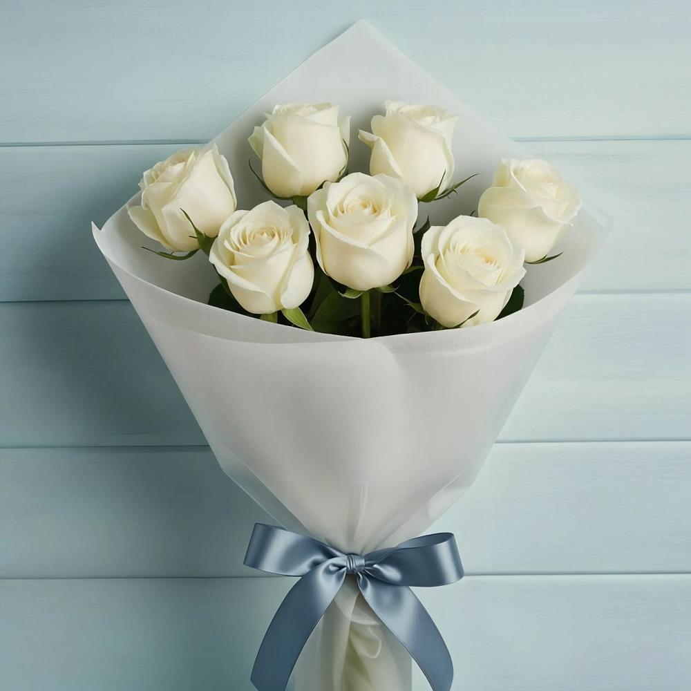 Букет 7 Белых роз Эдлесс Лав в Ижморском