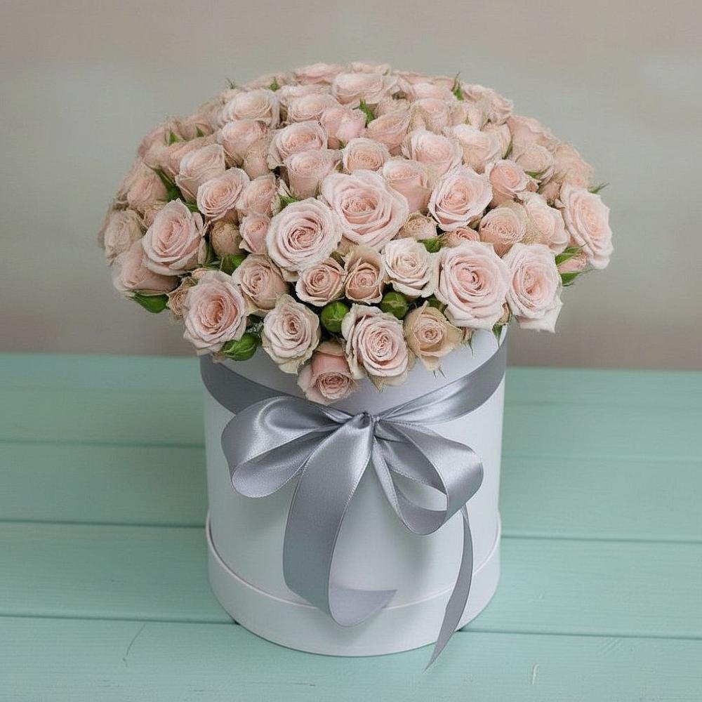 Цветочная композиция из Розы в шляпной коробке в Ижморском